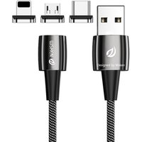 WSKEN Portable LED Fast Charging Magnetic Charger Cable with micro USB type-c lighting For mobile phone