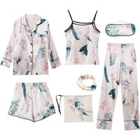 7 Piece Silk Feel Pyjama Set