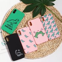 Cute Cartoon Dinosaur Patterned TPU Silicone Frosted Matte Case For iPhone 6 6S 5S SE 8 Plus X Soft Cover