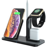 4 in 1 Wireless Charger Stand Station, 10W Qi Fast Wireless Charging Dock Compatible for iPhone Apple Pencil/Watch Air Pods