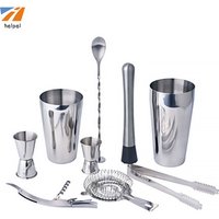 9-pieces Stainless Steel Wine and Cocktail Bar Set - Bar Kit Includes Essential Barware Tools