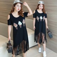 Elegant Plus Off Shoulder Tassel Maxi Dress