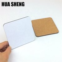 custom square blank MDF sublimation coasters with cork