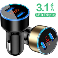 Drogontech Car Charger Dual USB 3.1A 5V With LED Display Universal cell Phone Car-Charger amazon bestseller