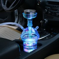 2019 new hot sell cheap hookah plastic wholesale car chicha portable hookah bottle shisha cup with LED light for sale