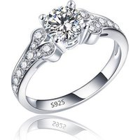 Luxurious Jewelry 925 Sterling Silver Ring Women Fashion Topaz CZ Diamond Engagement Ring