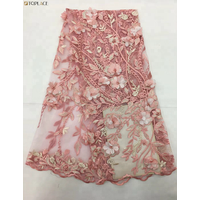 Nigerian Lace Fabric 3D Flowers Beads