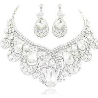 WIIPU wholesale Bling Wedding Bridal Party Prom Jewelry Crystal Rhinestone Necklace Earring Set
