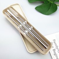 customized logo metal stainless steel straw set with case