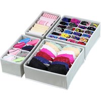 4 Set Houseware Closet Drawer Divider Grey Bra Storage Underwear Storage Organizer