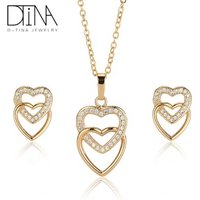 DTINA 2019 zircon jewelry set love shape heart-shaped girls earrings necklace jewelry set