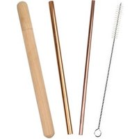 wholesale rose glod eco friendly metal stainless steel reusable straws with case