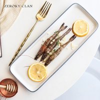 Rectangle Plate Ceramic Dinner Plate for Restaurant Serving Tray Porcelain