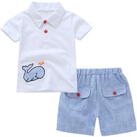 Cute Cartoon Whale Summer Cotton Clothing Set