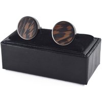 round black walnut wood cufflink with gift box