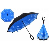 Sky Blue Double Layer Reverse Folding Umbrella
