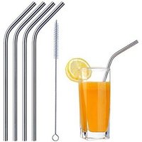 Set of 4 Stainless Steel Metal Straws,Reusable Drinking Straws with Brush
