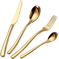 Fancy Gold Cutlery Stainless Steel Kitchen Spoon Knife Fork, Rose Gold, Black Cutlery set