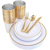Rimmed Disposable Plastic Dinnerware Set