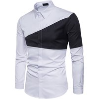 Casual Printed Splicing Dress Shirt