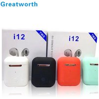 Fast delivery colorful i12 TWS wireless earbuds I12 newest version no noise true stereo earbuds TWS I12 with charging box