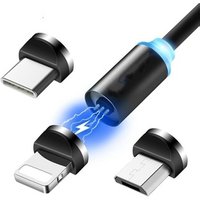 3 in 1 Super Fast LED Indicator Magnetic mirco usb Cable magnetic usb charger cable for phone