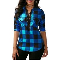 Plaid Long Sleeve Blouse Tunic