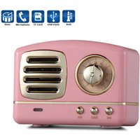 Portable Retro Stereo Enhanced Bass Vintage Wireless Speaker with TF Card Slot for Travel Home Beach Outdoors