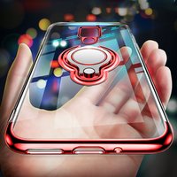 Free Shipping Plating Transparent Phone Cover For Huawei P20 P10 Lite Honor 9 8 OTAO Ring Holder Case For Huawei Mate 20 9 Coque