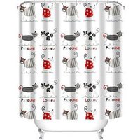 For Kids Waterproof Cheap Bright Color Bathroom Cute Cats Print Kids Shower Curtain