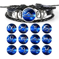 Aries Taurus Gemini Cancer Leo Virgo Libra Scorpio Sagittarius Capricorn Aquarius Pisces 12 Zodiacs Leather Bracelets