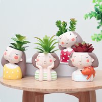Roogo girl shape resin flowerpots home decoration