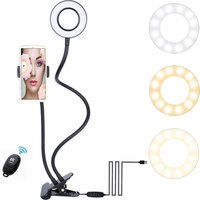 online celebrity selfie ring light with phone holder for live webcast & make up photography reading as a LED desk lamp