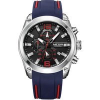 Megir 2063 Mens Quartz Chronograph Watches Sport Military Silicone Wristwatch Luminous Hand Clock Auto Date