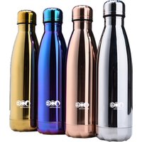 GV003 500ML/17OZ In Stock Double Wall electroplate shiny rainbow Stainless Steel cola shaped Vacuum Insulated bottle thermos