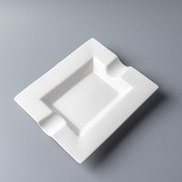 6-7.5 inch Rectangle ashtray white porcelain Cigar dish puritano ceramic supplier Best selling round white ceramic ashtray