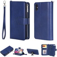 Luxury magnet pu leather covers for iphone x xs case, flip detachable wallet zipper Phone case for iPhone XS x back covers