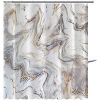QJMAX Light Luxury Marble 3D Stereo Polyester Shower Curtain