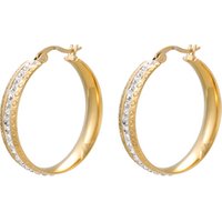 E-579 xuping Stainless Steel Jewelry 24K gold plated simple elegant hoop design Rhinestone fashion women earrings