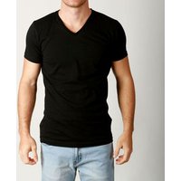 Casual V Neck T shirts Men Slim Fit Style Basic Blank Tshirt No Label