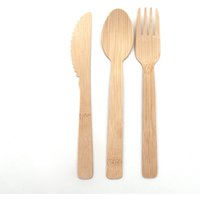 Disposable Wooden Cutlery Set Custom Logo Printing