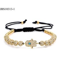 New Luxury design micro CZ pave diamond ball hamsa hand charm men women macrame bracelet