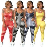 2018 Fashionable Sexy striped round collar Sexy Halter straps long bodycon Jumpsuits