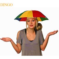 Cheap sun folding logo printed Advertising Head hat shape umbrella, umbrella hat for sale