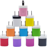 5V 1A Stylish Colors Universal USB Phone Charger Plug with Easy Grip for Home, Office, Travel