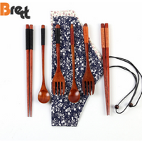 Sport and outdoors utensil reusable bamboo cutlery set travel
