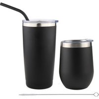 Powder Coated Matte Double Wall Stainless Steel Vacuum Insulated Reusable Coffee Travel Cup To Go With Straw,Brush