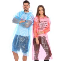 custom logo emergency pocket PE disposable adult waterproof rain poncho raincoat with plastic sleeves and drawstring hoods