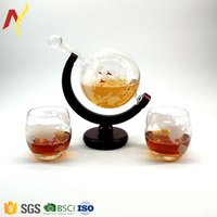 850 ml globe whiskey decanter with 2 glasses