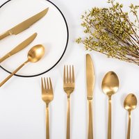 Bulk Gold Plated Flatware Set, Stainless Steel 430 Gold Cutlery Set, Kitchen Matte Gold Fork Spoon Knife Cutlery